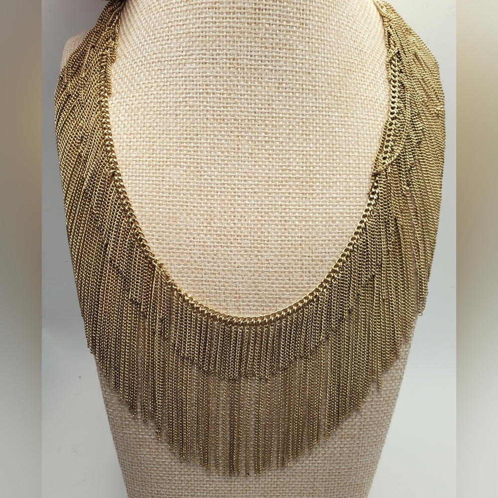 Boho Gypsy Fringe Necklace BcB Generation Long Brass Tone
